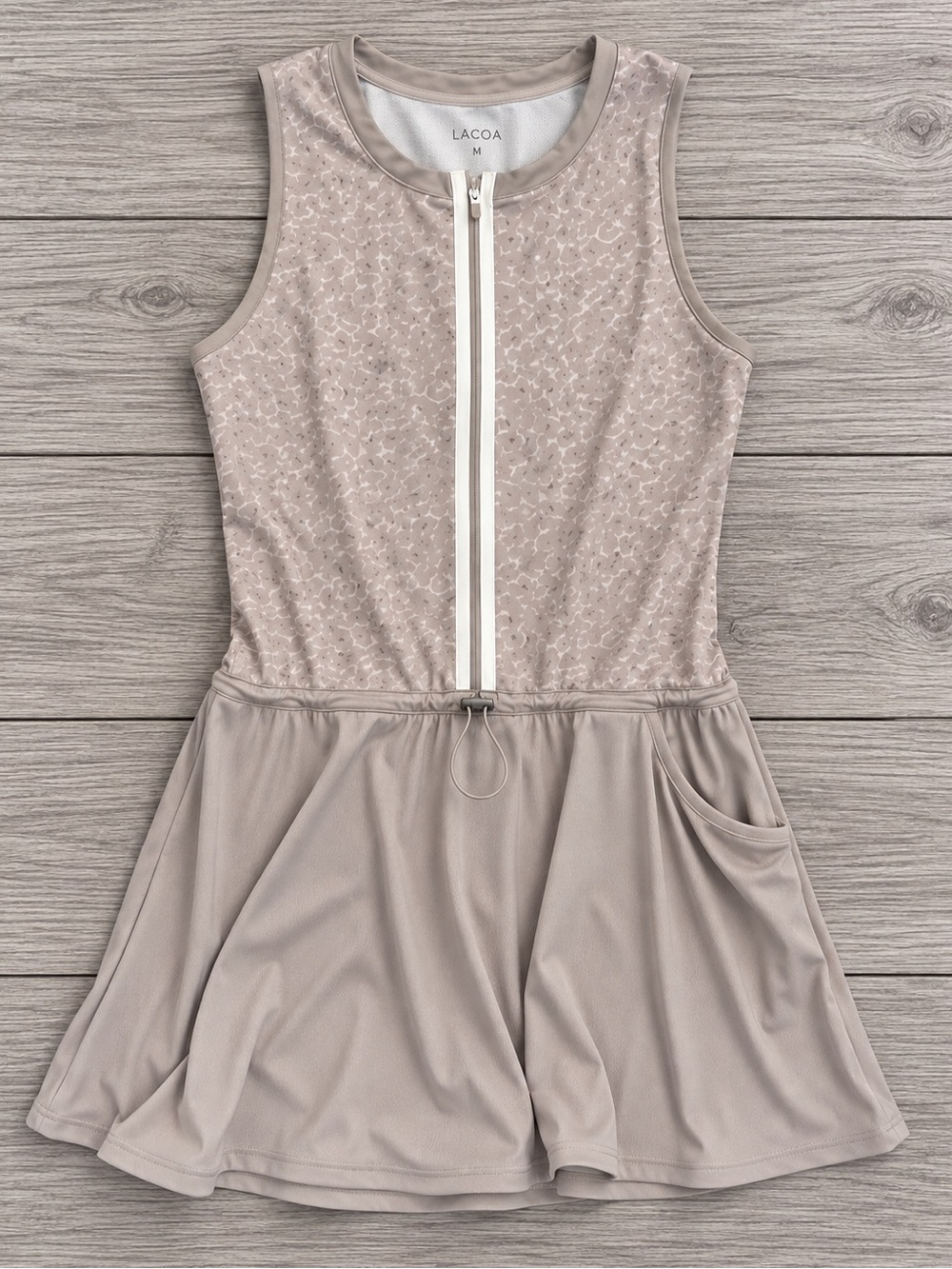 NWOT Varley Taupe Zip-Front Active Tennis Dress